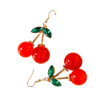 Crystal Cherry Dangle Earrings – Cute Big Statement Jewelry for Women, Fashion Bijoux Valentine’s Gift
