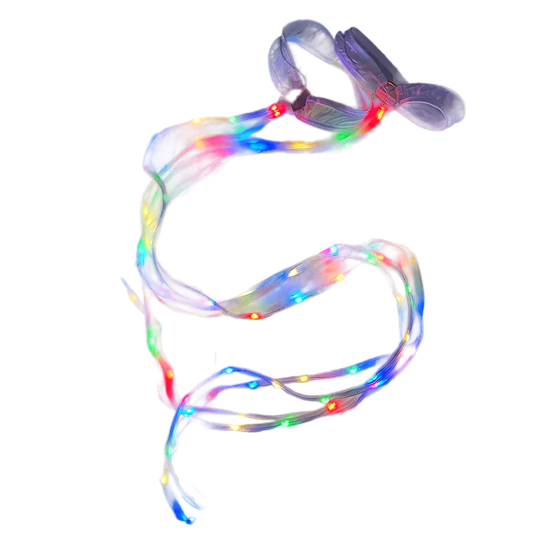 Multicolored LED string lights on a dark background