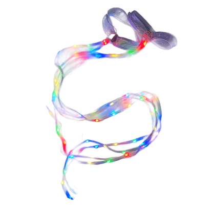 Multicolored LED string lights on a dark background