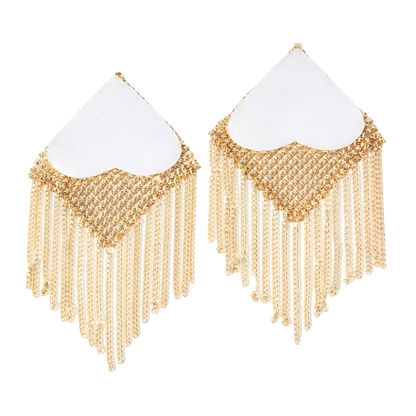 Metallic tassel nipple covers with rhombus design for resort evening wear

