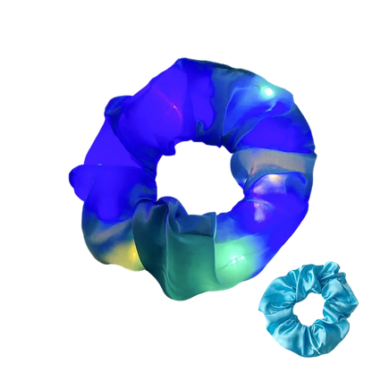 Glowing blue scrunchie on a black background