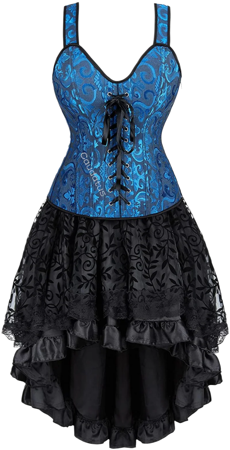 Corset Dress Top Skirt Set Plus Size  Victorian Lace up Lingerie for Women