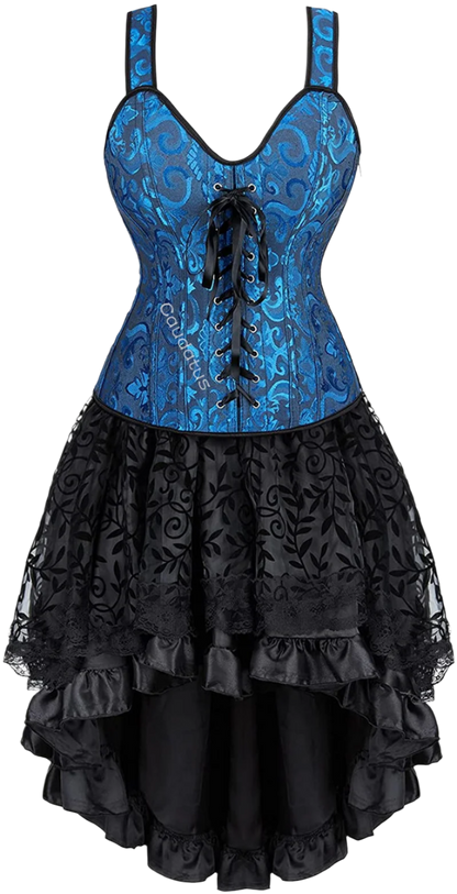 Corset Dress Top Skirt Set Plus Size  Victorian Lace up Lingerie for Women