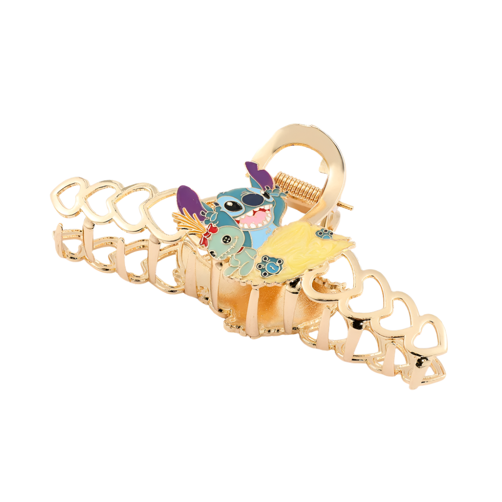 Stitch character hair claw clips with casual beach design for resort wear

