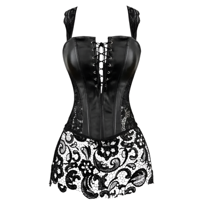  leather corset dress with zip and lace-up design for resort theme nights
