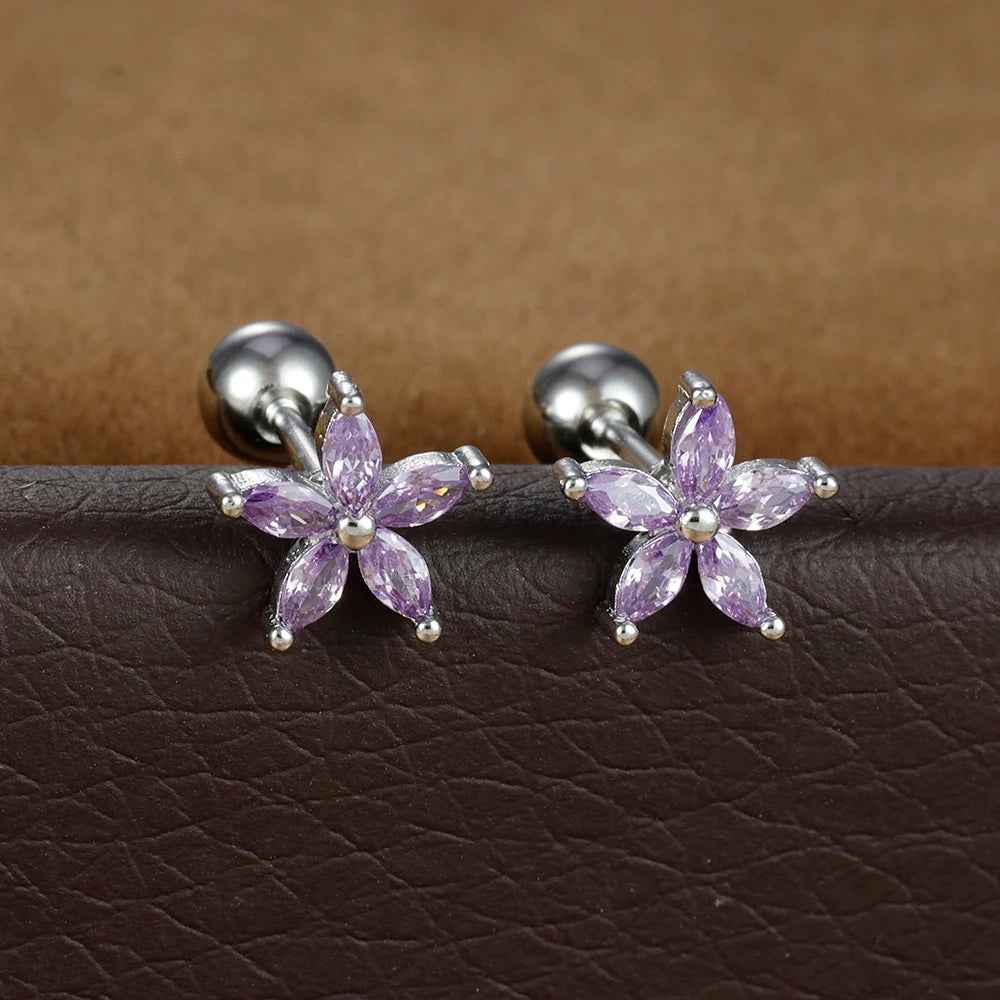 2pcs Vintage Crystal Zircon Stainless Steel Maple Leaf Earrings for Women Temperament Hoop Earrings Party Piercing Jewelry Gift