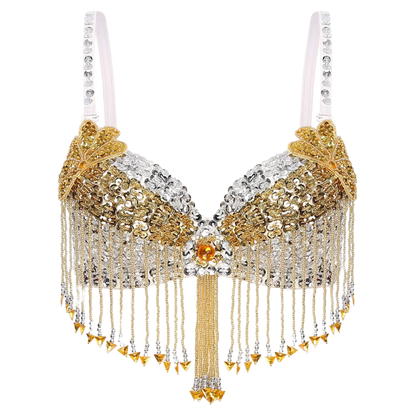 Rave Belly Dance Costume Beaded Glitter Crop Top