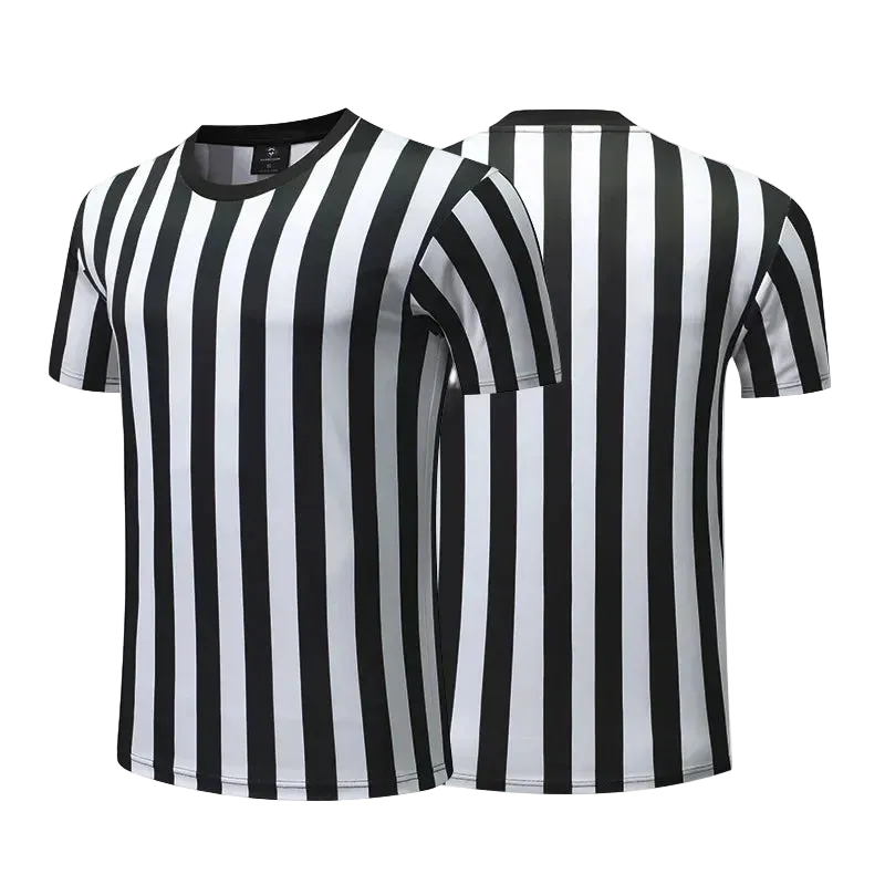 Black and white striped t-shirt on a white background