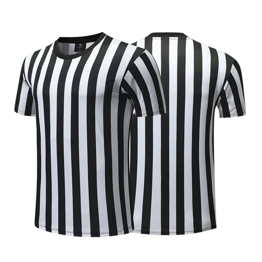 Black and white striped t-shirt on a white background
