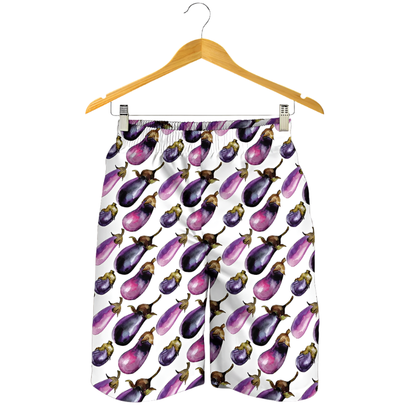 Cheeky Eggplant 3D Print Beach Shorts featuring playful design, perfect for adult resort theme nights