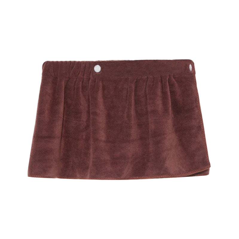 Brown skirt with white buttons on a white background