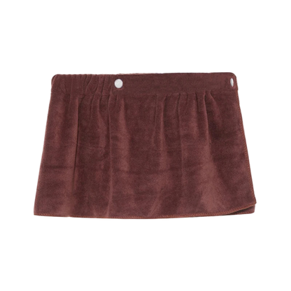 Brown skirt with white buttons on a white background