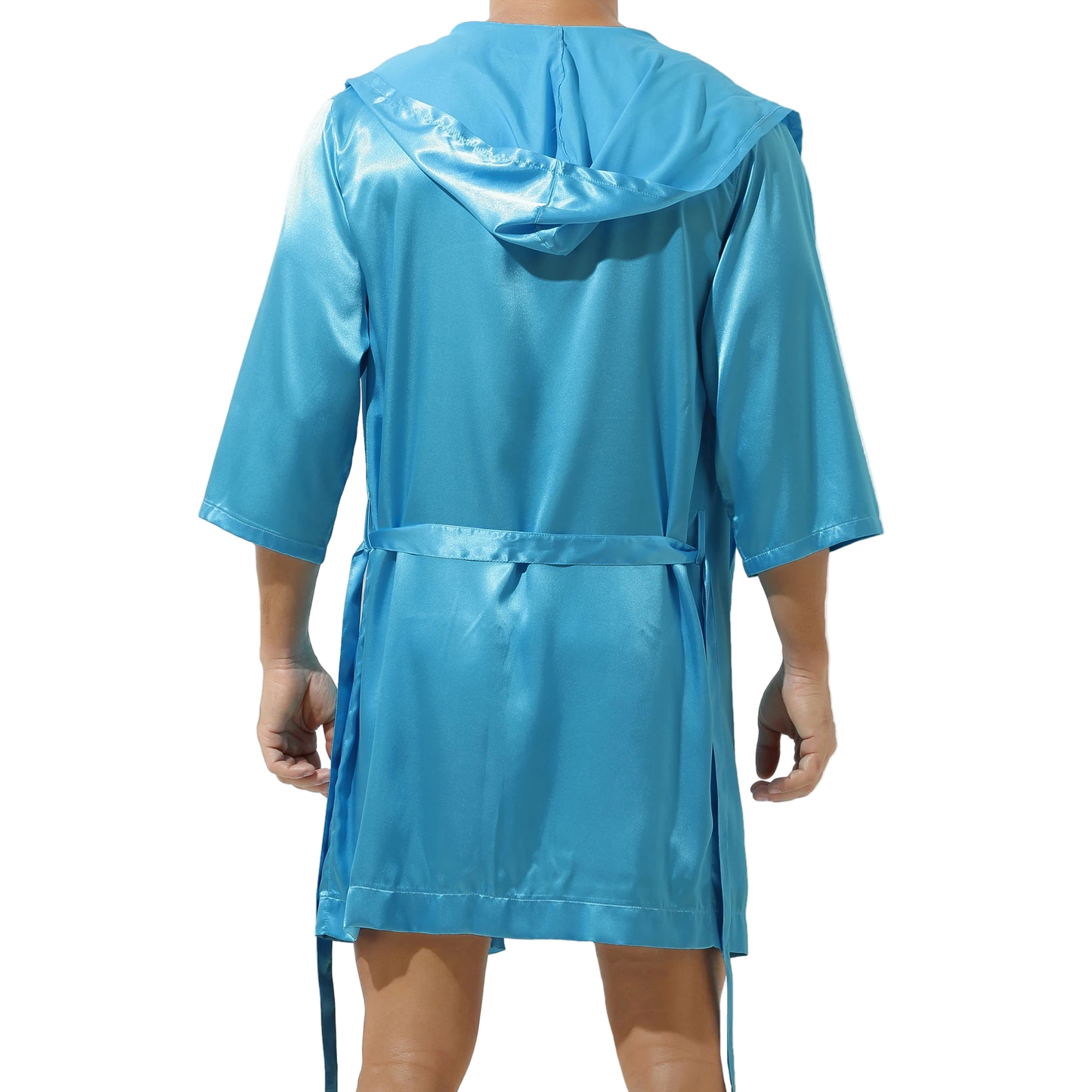 Blue raincoat with a hood on a white background