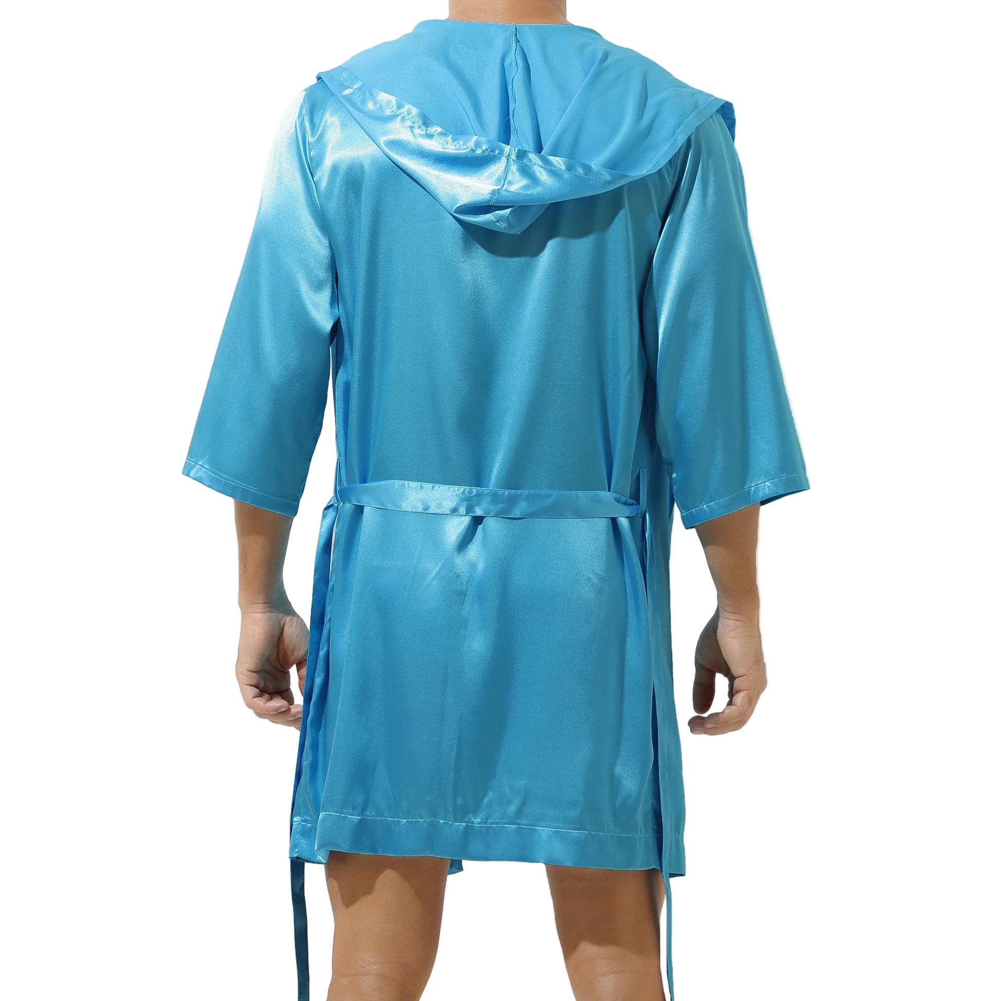 Blue raincoat with a hood on a white background
