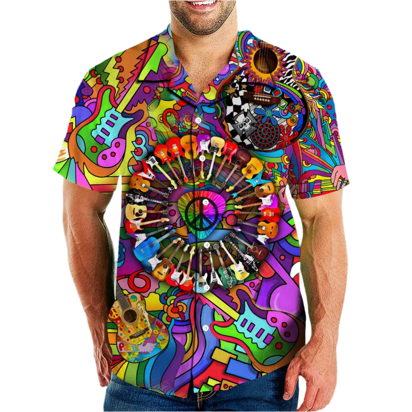 hippie girl sunflower 3D Hawaiian shirt in oversized 5XL sizing for inclusive resort summer fashion