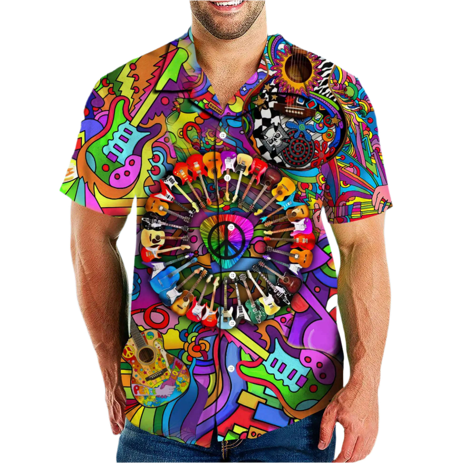 hippie girl sunflower 3D Hawaiian shirt in oversized 5XL sizing for inclusive resort summer fashion