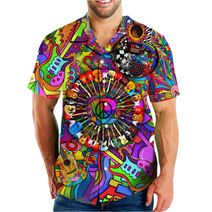 hippie girl sunflower 3D Hawaiian shirt in oversized 5XL sizing for inclusive resort summer fashion