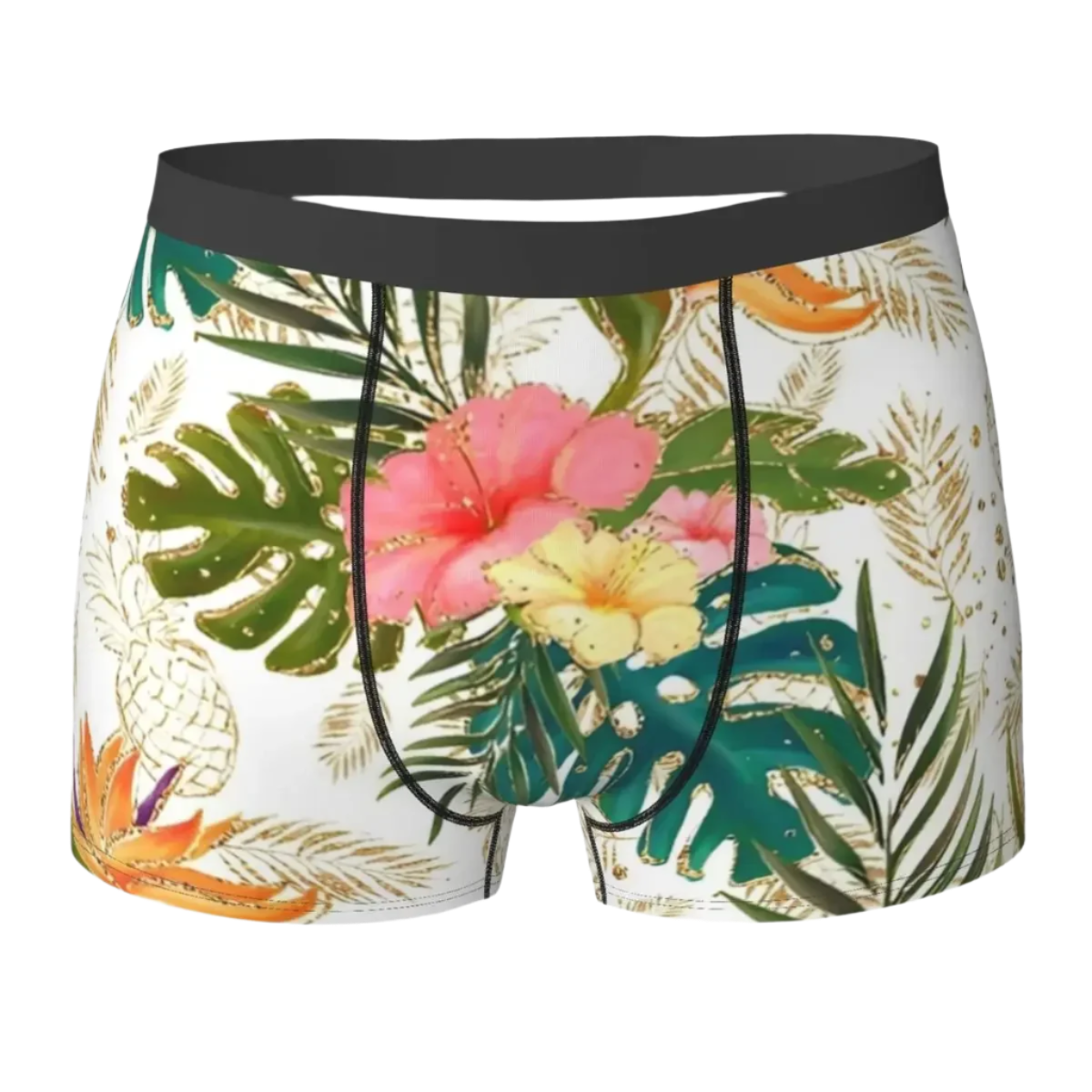 Men's tropical jungle print stretch boxer brief with high quality large size design for Hot Tropics Animal Instincts theme night resort wear