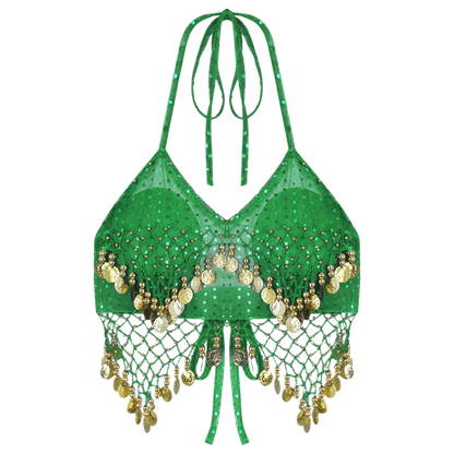 Sexy Women Beaded Sequins Belly Dance Bra