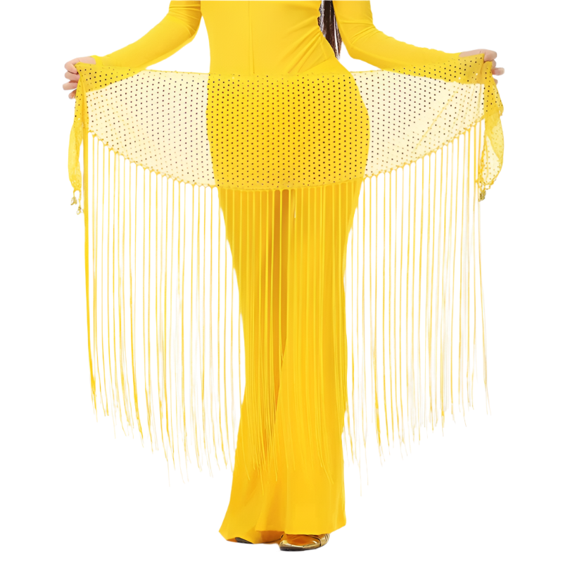 lace tassel belly dance hip scarf with Indian cultural design for resort performance wear