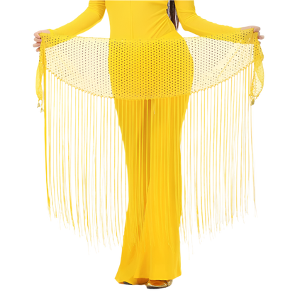 lace tassel belly dance hip scarf with Indian cultural design for resort performance wear