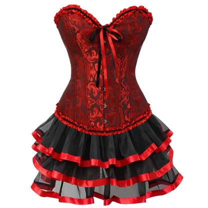 Red Black Corset Dresses Burlesque Lingerie for Women