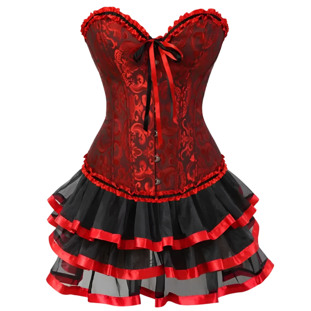 Red Black Corset Dresses Burlesque Lingerie for Women