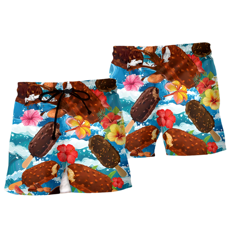 Sweet Ice Cream 3D Printing Beach Shorts for Men