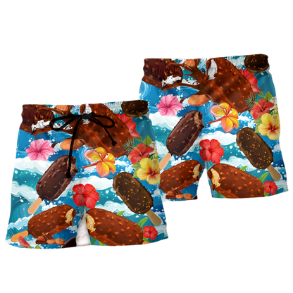 Sweet Ice Cream 3D Printing Beach Shorts for Men