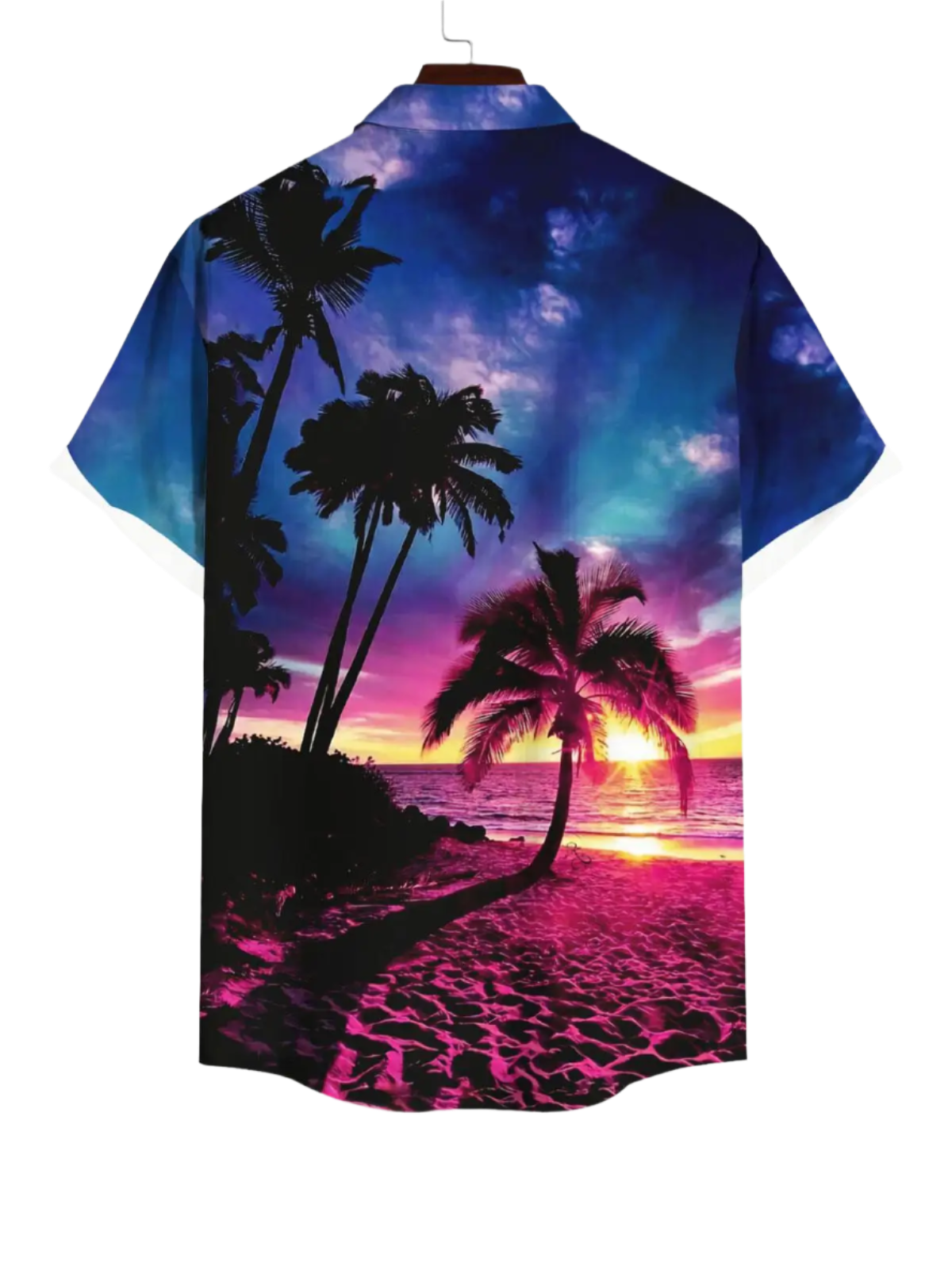 Coconut Tree Sea Beach Dusk Sun Ombre Sky Print Plus Size Matching Hawaii Beach Outfit For Couples