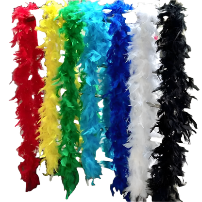 Plush turkey feather boa wrap for resort theme nights and vintage parties

