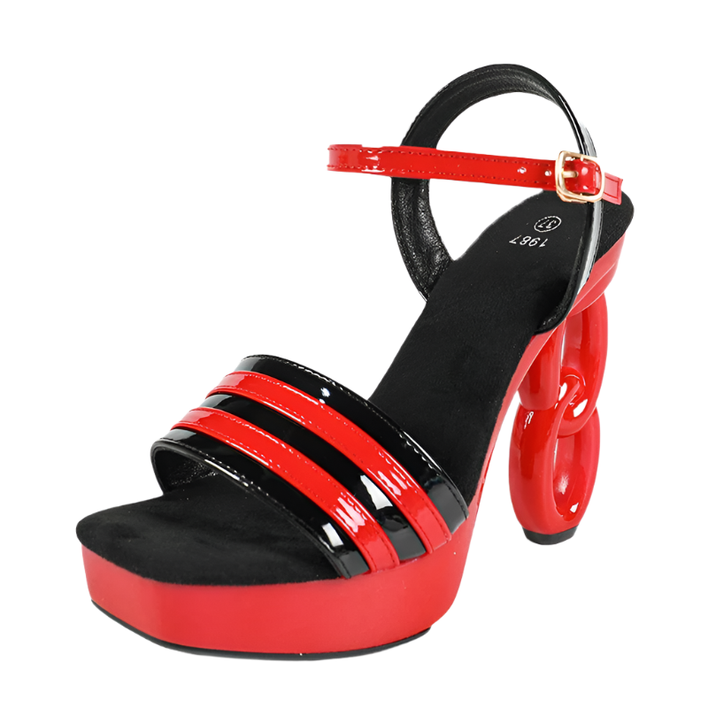 12CM thick platform sandals with strange style square toe and buckle strap design perfect for comfortable summer resort wear and theme nights
