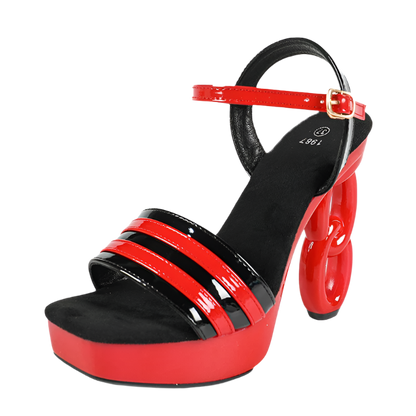 12CM thick platform sandals with strange style square toe and buckle strap design perfect for comfortable summer resort wear and theme nights
