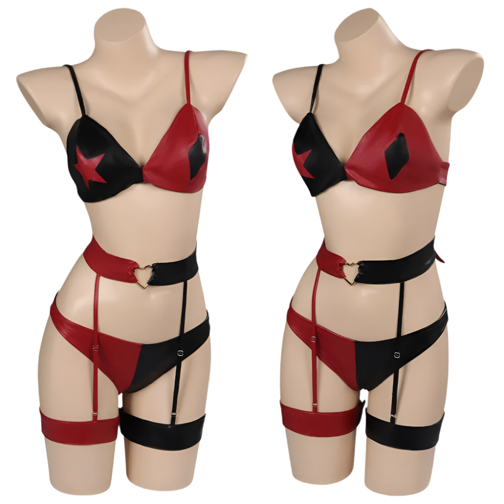 Playful villain-inspired backless bodycon mini dress for themed resort wear