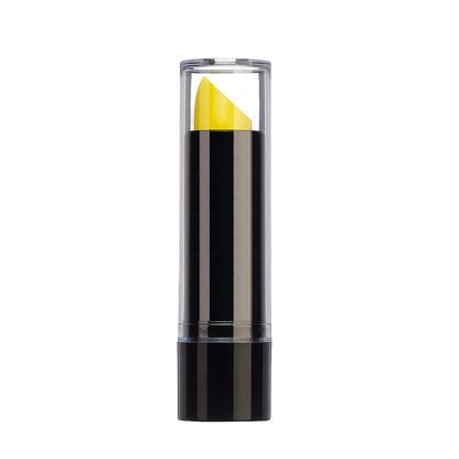 Black lipstick with yellow cap on a white background