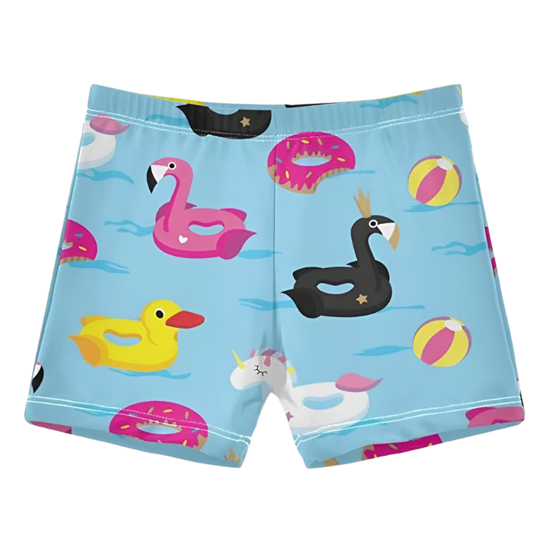 Duck Print Beach Shorts featuring playful design, perfect for luxury adult resort pool parties