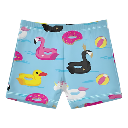 Duck Print Beach Shorts featuring playful design, perfect for luxury adult resort pool parties