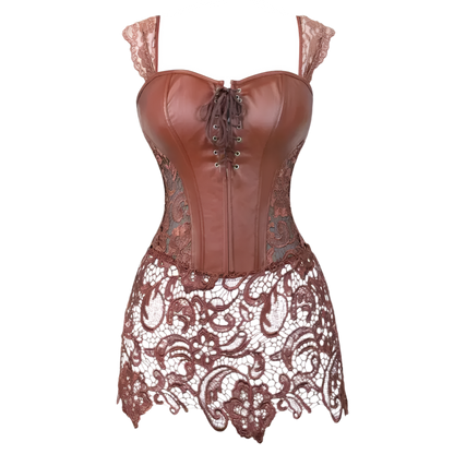  leather corset dress with zip and lace-up design for resort theme nights
