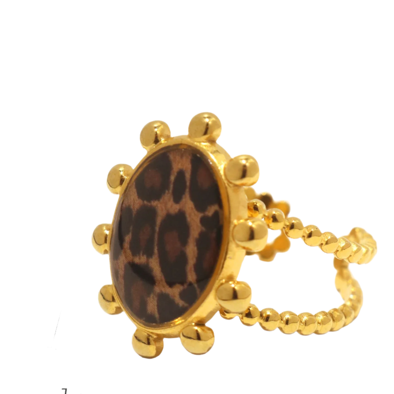 gold-plated leopard ring featuring chunky stainless steel design for luxury resort wear