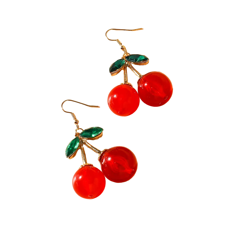 Crystal Cherry Dangle Earrings – Cute Big Statement Jewelry for Women, Fashion Bijoux Valentine’s Gift