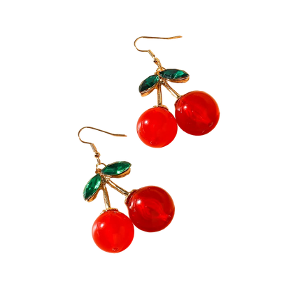 Crystal Cherry Dangle Earrings – Cute Big Statement Jewelry for Women, Fashion Bijoux Valentine’s Gift