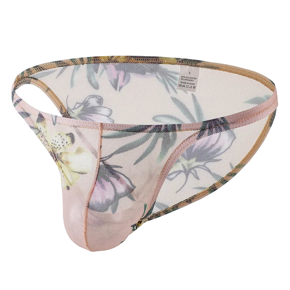 Floral-patterned underwear on a white background