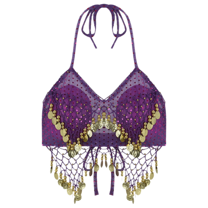 Sexy Women Beaded Sequins Belly Dance Bra