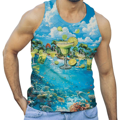 Summer Parrot 3D Printed Beach Tank Top For Men