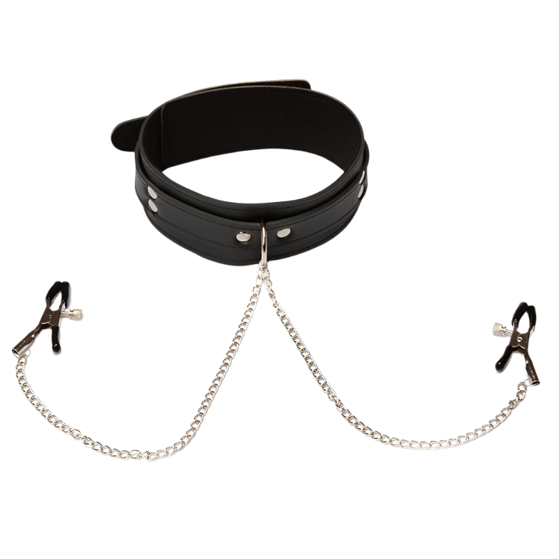 BDSM Bondage Choker Collar | Nipple Clamp Breast Clip Chain Set