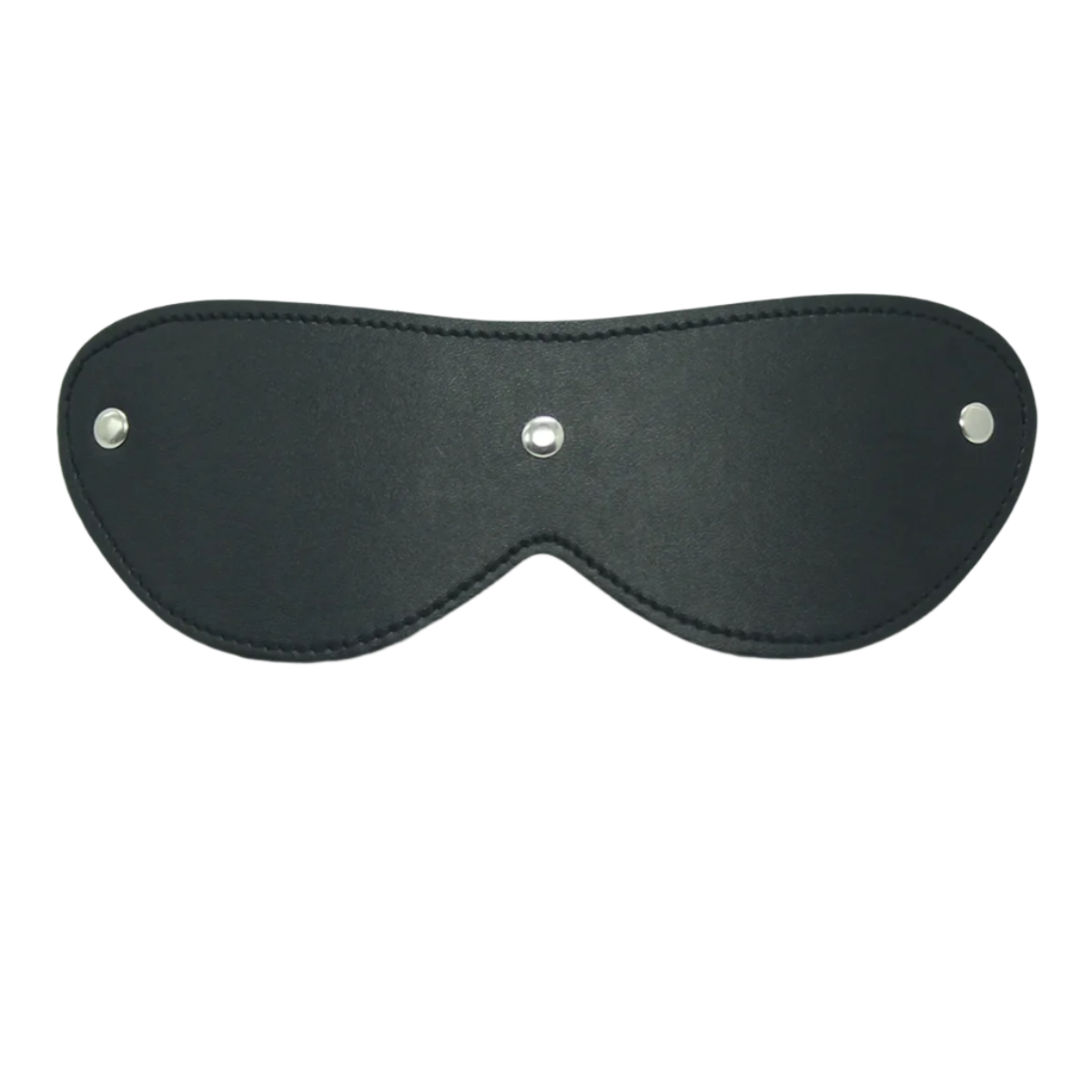 A black leather eye mask and studded details. The design is sleek and mysterious, perfect for a costume or themed event.