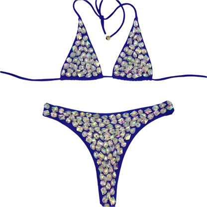 Crystal Embellished Push-Up Bikini - Luxury Brazilian Cut Resort Swimwea