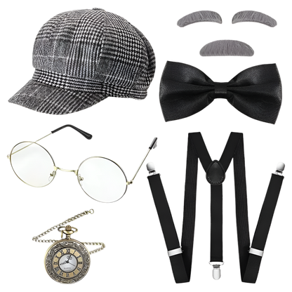 1920s Men's Great Gatsby Accessories Set | Roaring 20s Vintage Gangster Costume