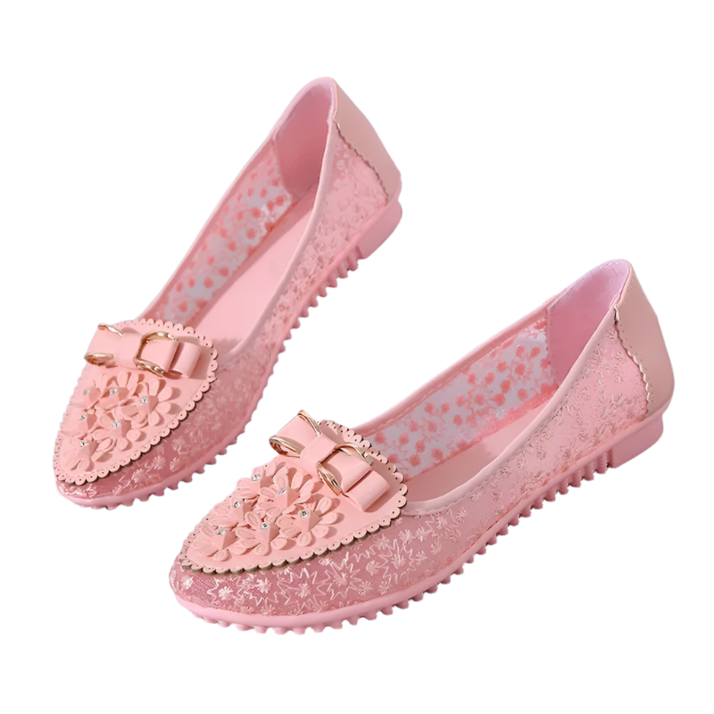 Breathable floral embroidered sneakers with bowknot detail and non-slip sole - perfect for casual resort wear

