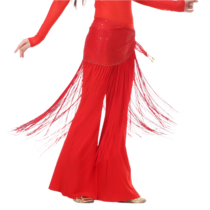 lace tassel belly dance hip scarf with Indian cultural design for resort performance wear